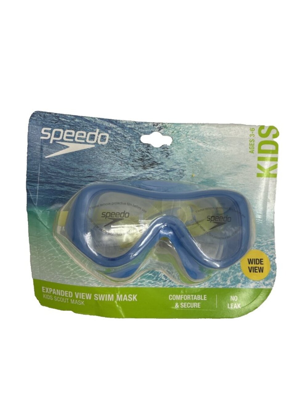 Speedo Kids Swim Mask Blue Wide View Scout Goggles Anti Fog No Leak Ages 3-6 New